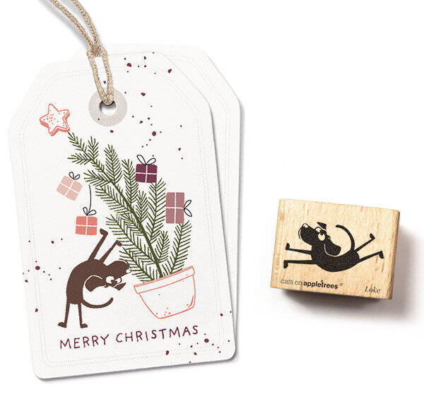 Rubber stempel 'Springende hond Loke'