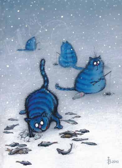 Winterse ansichtkaart 'Veel geluk'