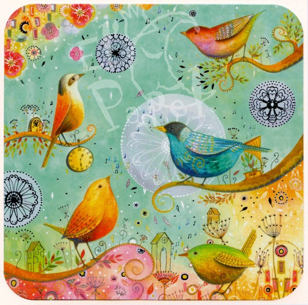 Vierkante kaart 'Vogel vreugde' - Jehanne Weyman