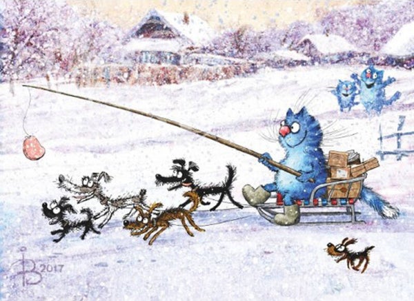 Kerst ansichtkaart 'Kerst koeriersdienst'