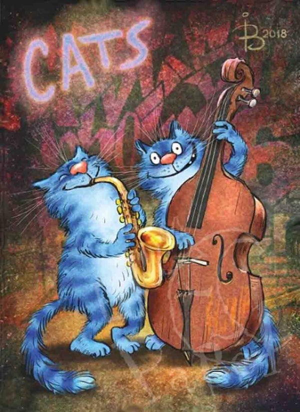 Ansichtkaart 'Saxofoon spelen - Stray Cats'