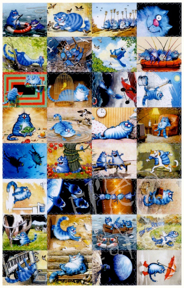 Blauwe Katten stickers `Hallo!` * TIJDELIJK UITVERKOCHT *