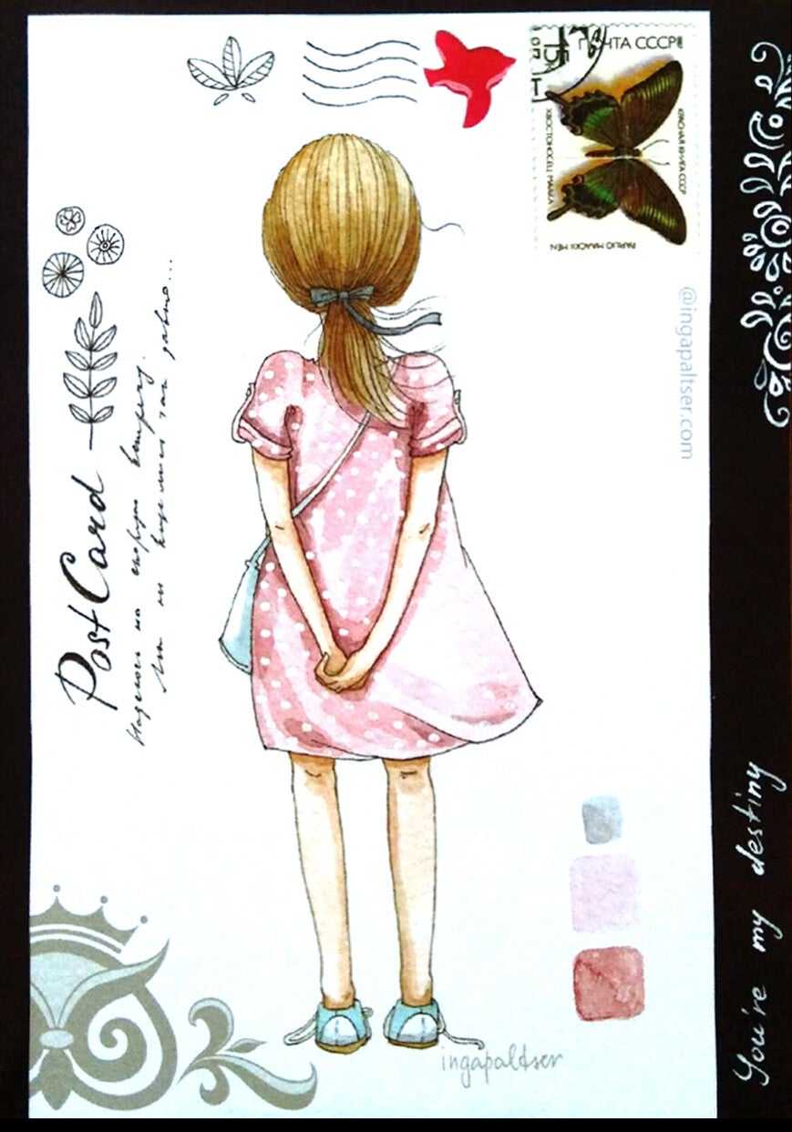 GB Ansichtkaart 'Postkaart meisje'