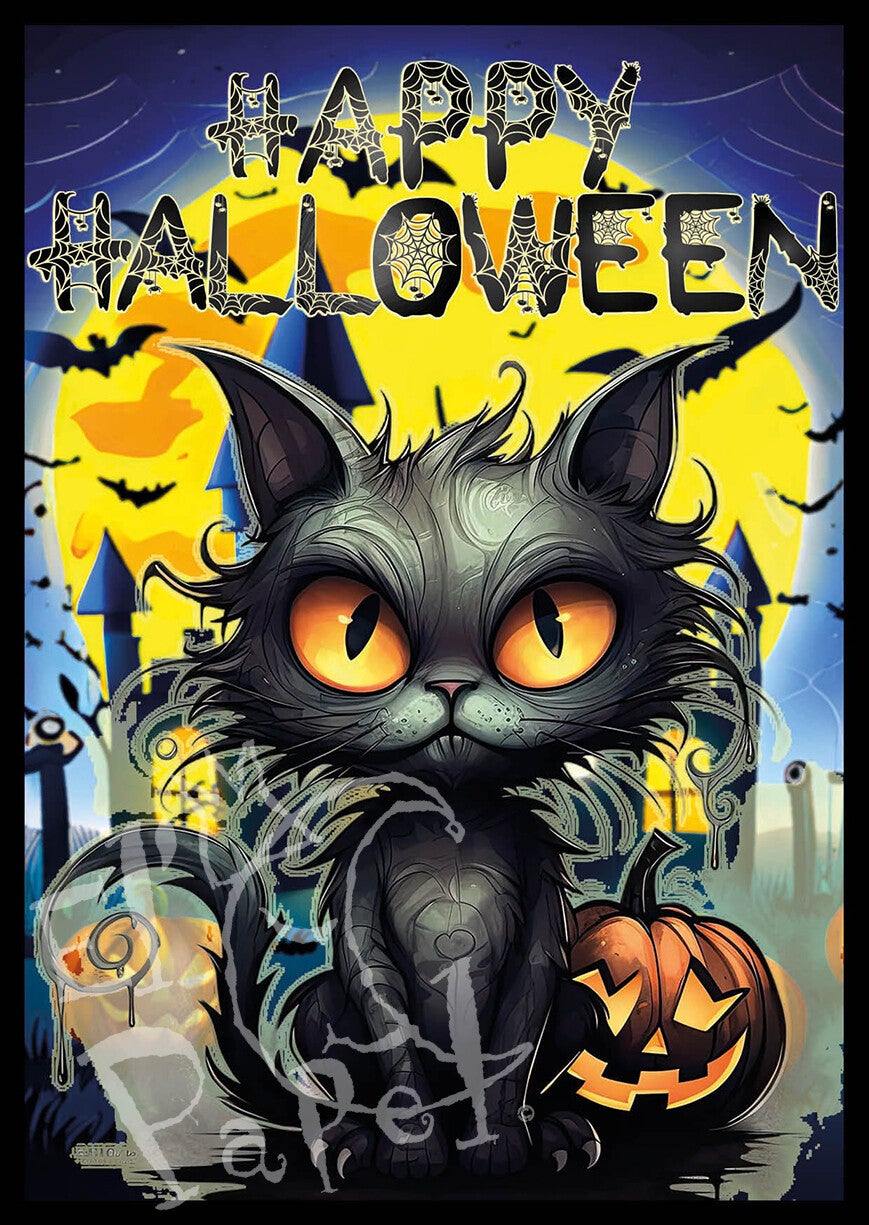 Ansichtkaart 'Creepy Halloween kat' (1)