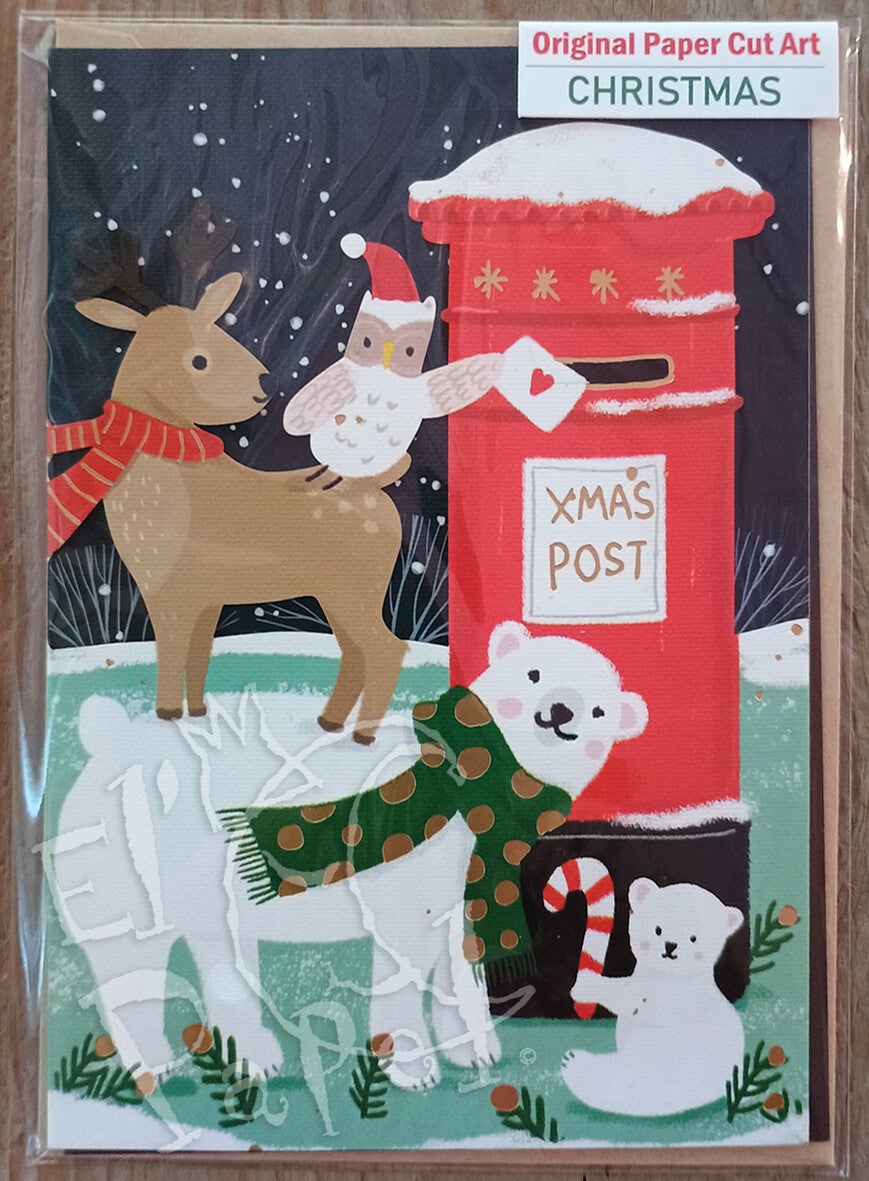 Laser-gesneden Kerstkaart 'Kerstpost'