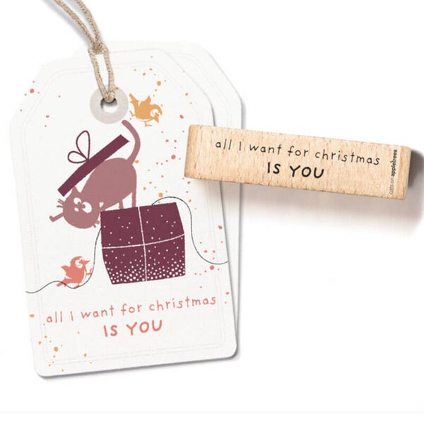 Rubber tekst-stempel 'All I want for Christmas ...'
