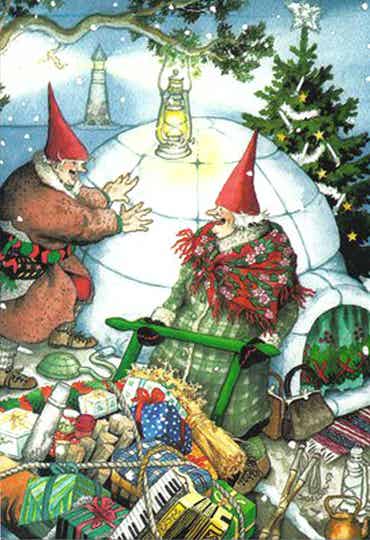 Ansichtkaart 'Warmen aan de iglo'