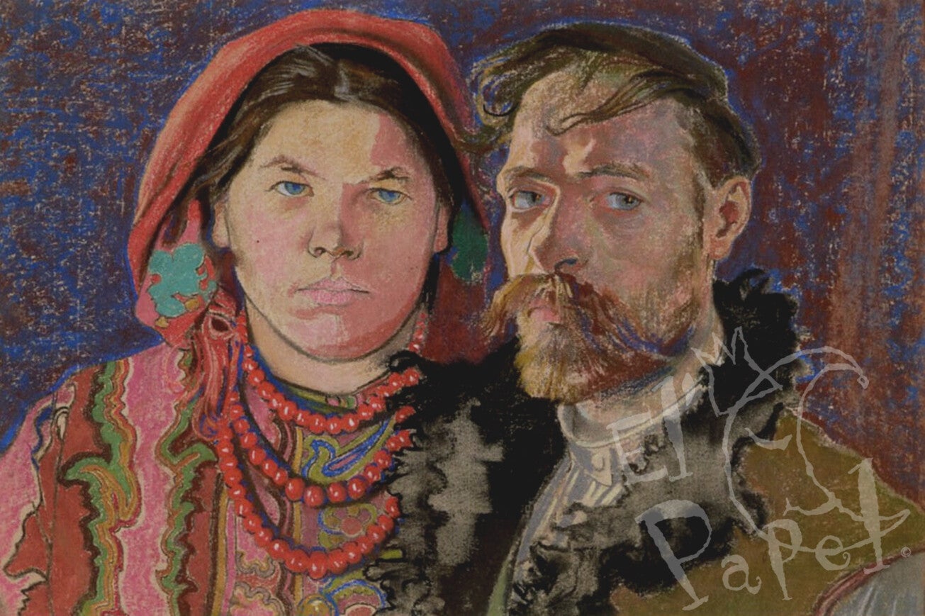 Ansichtkaart 'Zelfportret met vrouw - Stanislav Wyspianski'