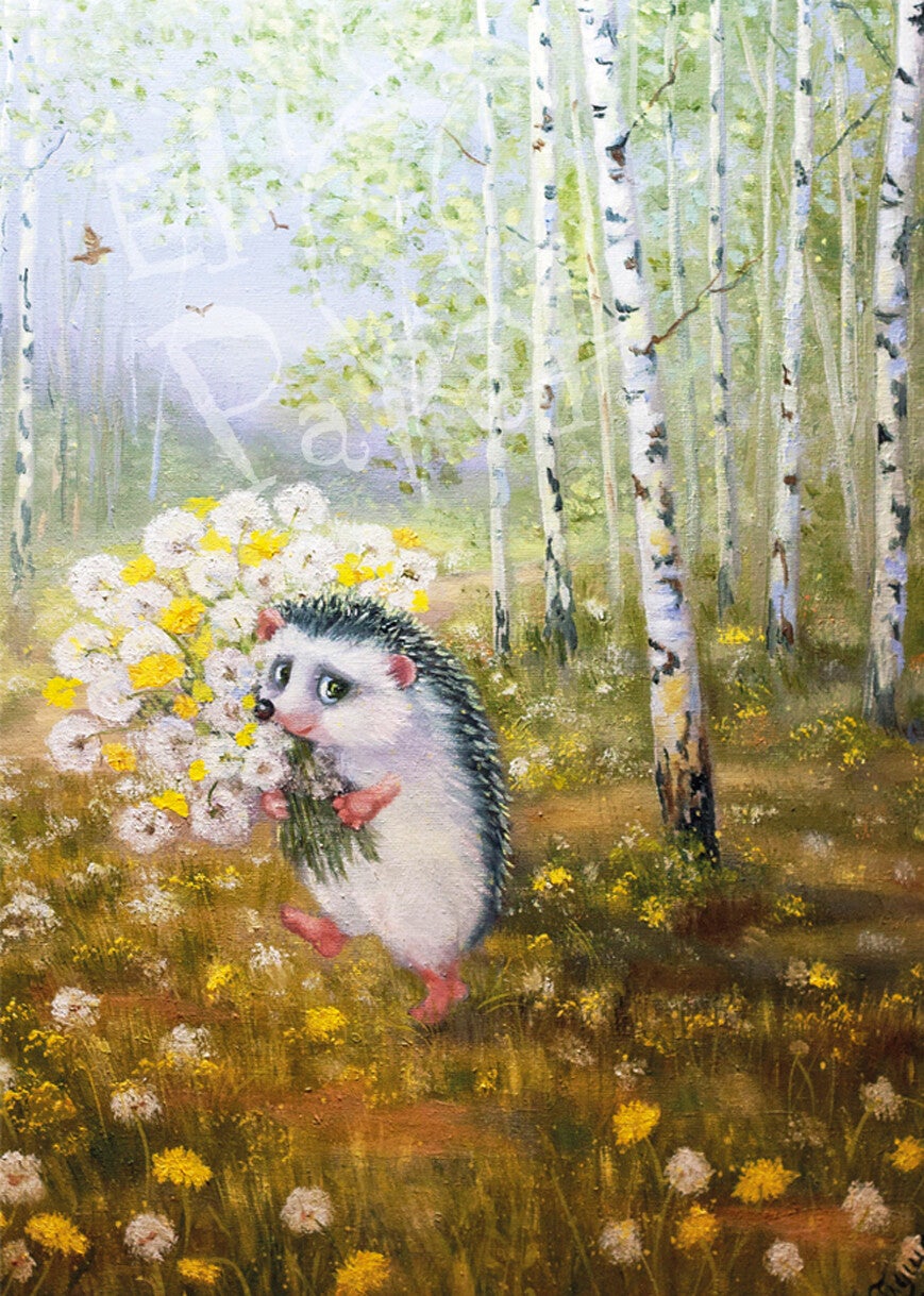 Ansichtkaart 'Paardenbloemen dief'