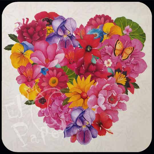 Vierkante kaart 'Bloemen-hart' - Mila