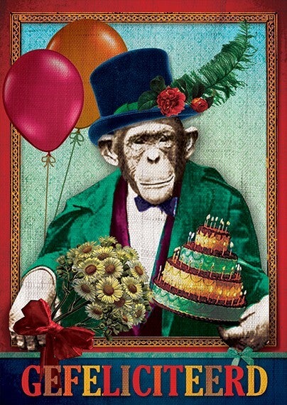 Ansichtkaart 'Felicitatie Aap'