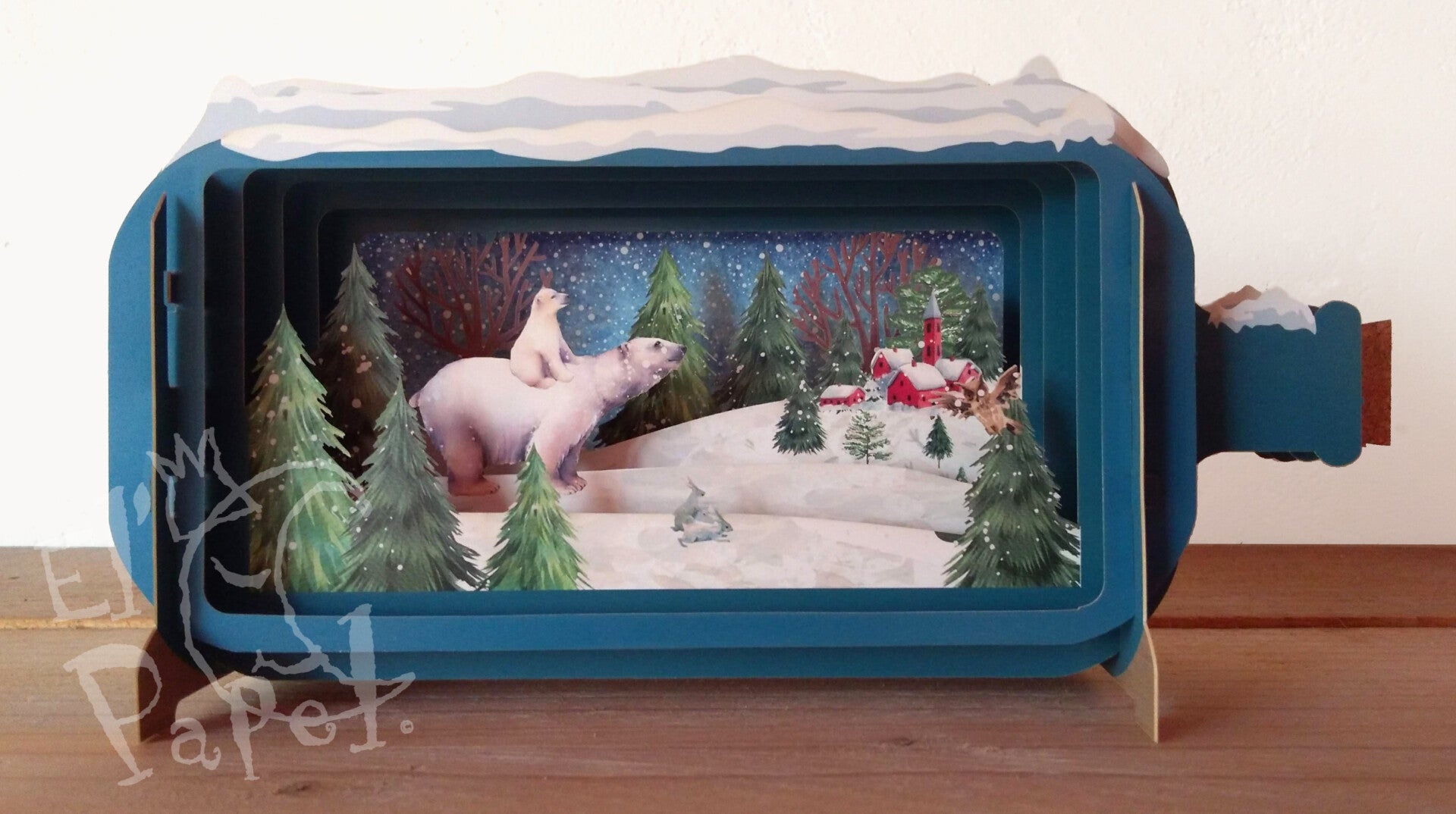 Message in a bottle `IJsbeer moeder met kind`