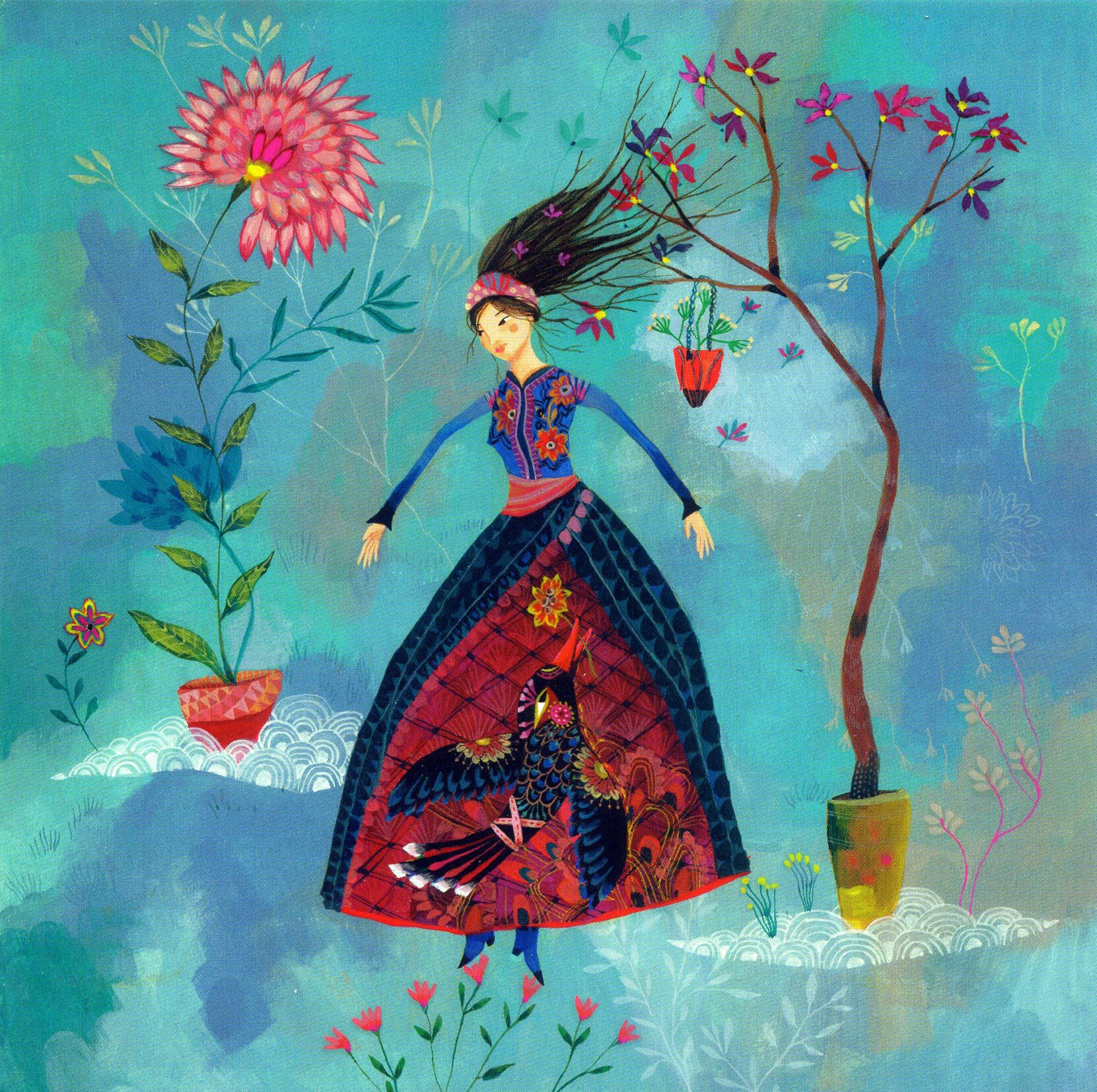 Vierkante kaart 'The bird dress' - Izou