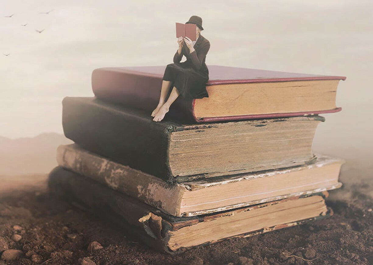 Ansichtkaart 'Boeken wereld'