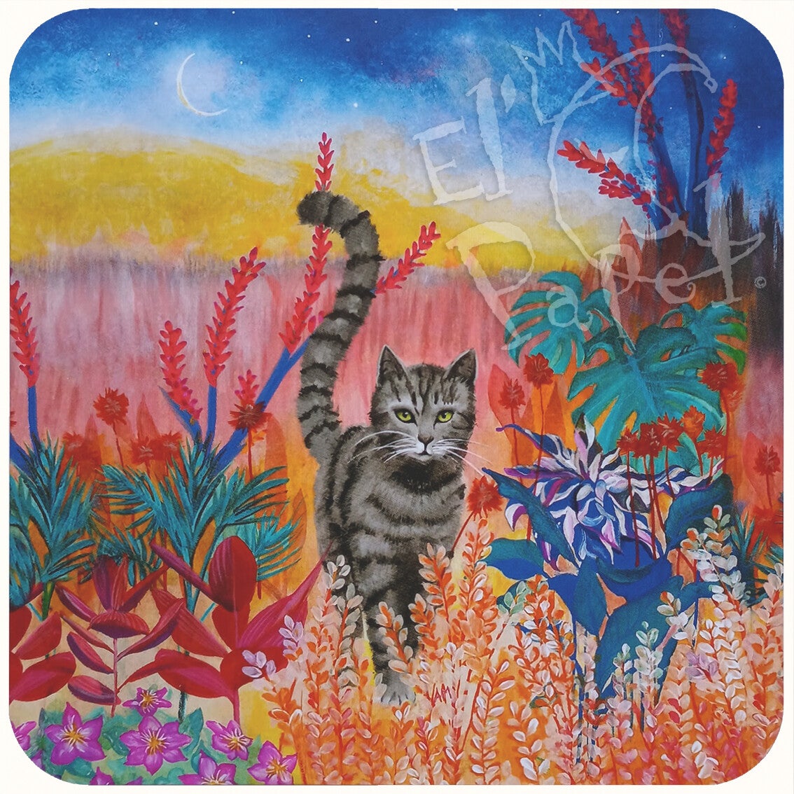 Vierkante kaart 'Nachtelijke tocht' - Le Poussin Rose des Bois