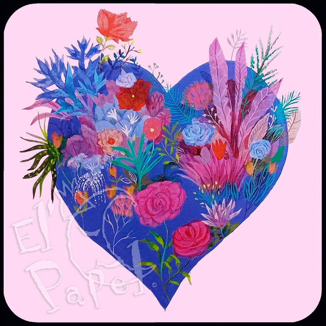 Vierkante kaart 'Het bloemenhart' - Izou