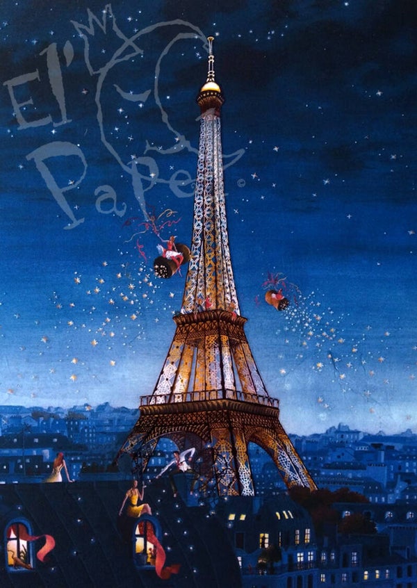 OP!! Ansichtkaart 'Parijs bij nacht' - Marie-Anne Foucart