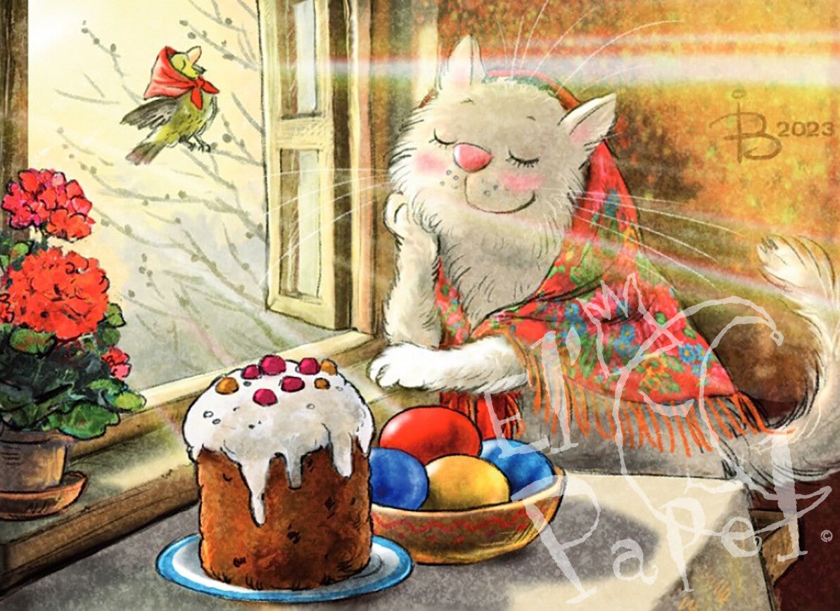 Ansichtkaart 'In het Paas-zonnetje'