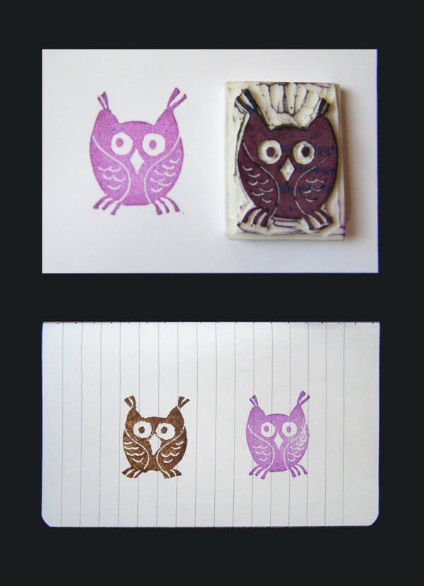 Handgesneden stempel 'Uil' (2)