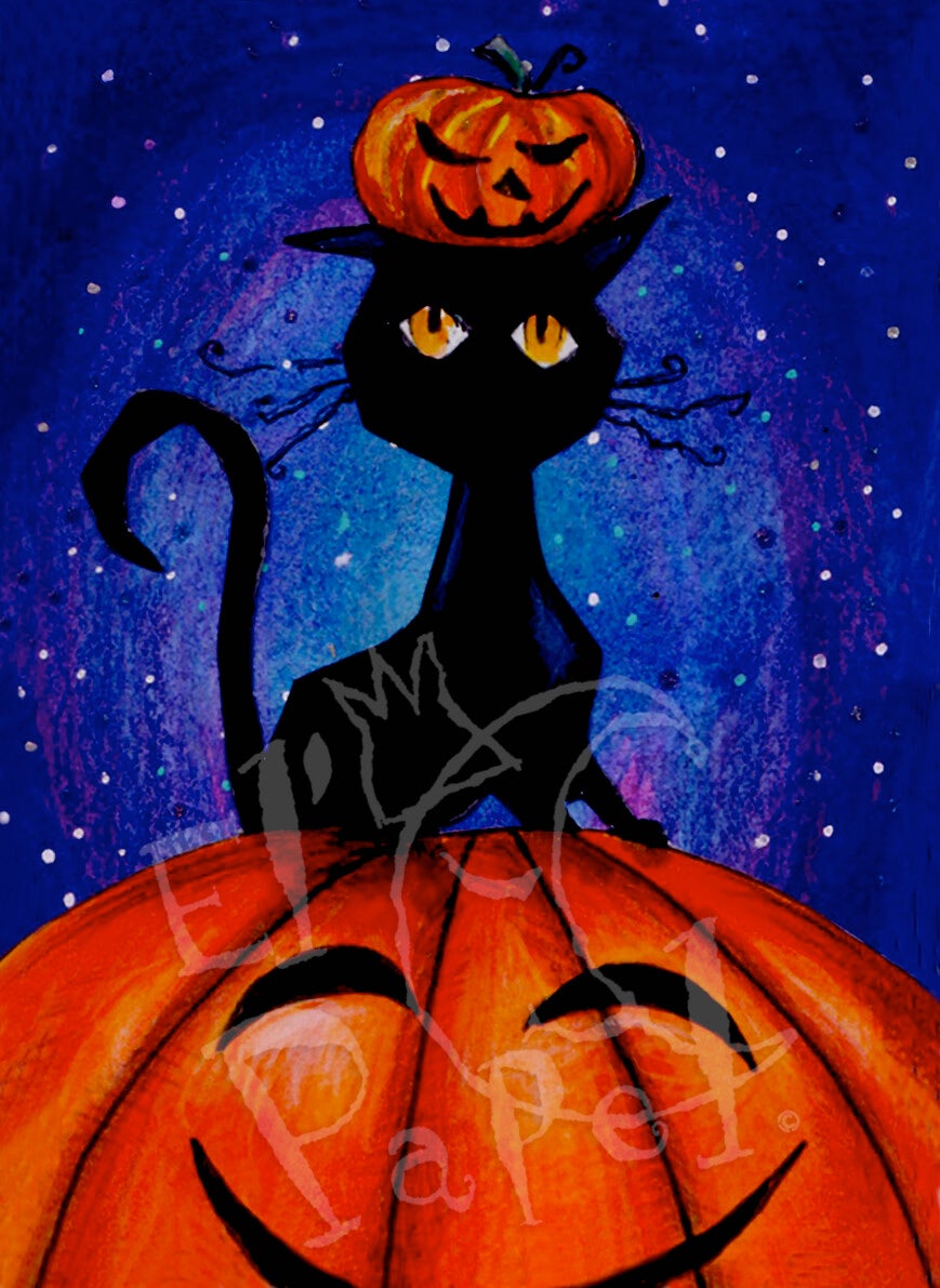 Ansichtkaart 'Happy Halloween - Zwarte Kat'