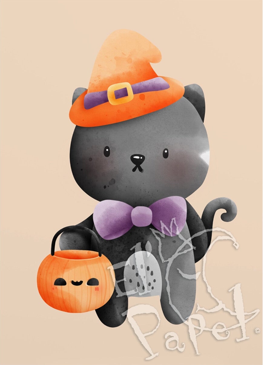 Ansichtkaart 'Halloween Kat'