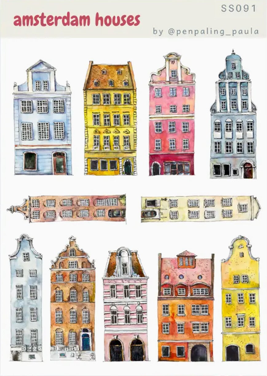 Penpaling Paula Stickervel `Amsterdam gevelhuizen`