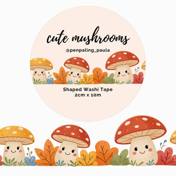 Penpaling Paula - gevormde Washi Tape 'Schattige paddestoelen'