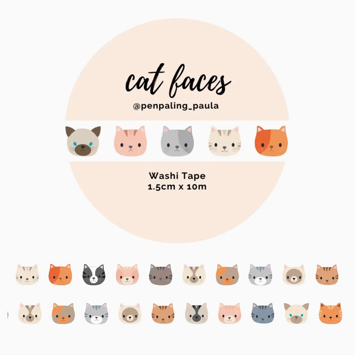 Penpaling Paula Washi Tape 'Kattenkopjes'
