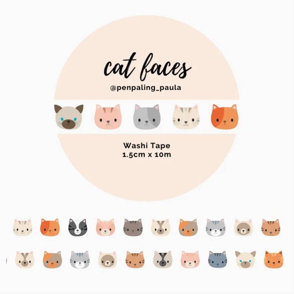 Penpaling Paula Washi Tape 'Kattenkopjes'