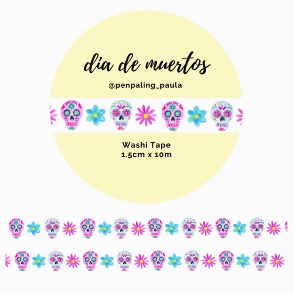 Penpaling Paula Washi Tape 'Sugar Skulls' (Dia de los muertos)