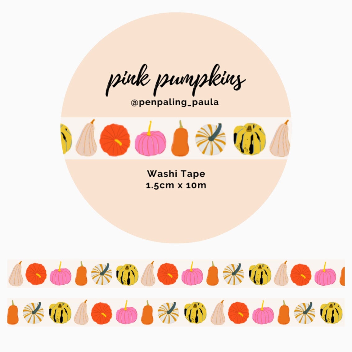 Penpaling Paula Washi Tape 'Roze pompoenen'