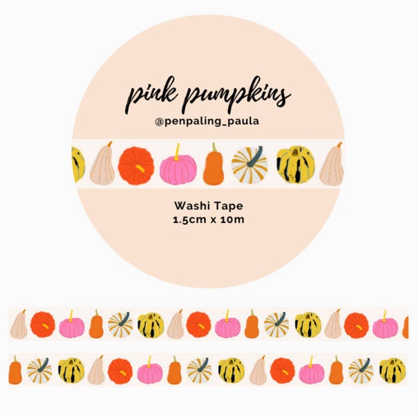 Penpaling Paula Washi Tape 'Roze pompoenen'