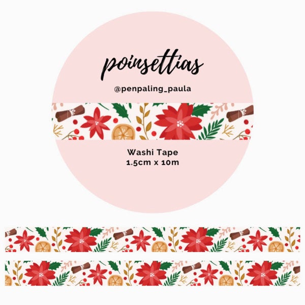 Penpaling Paula Washi Tape 'Kerstster - Poinsettias'
