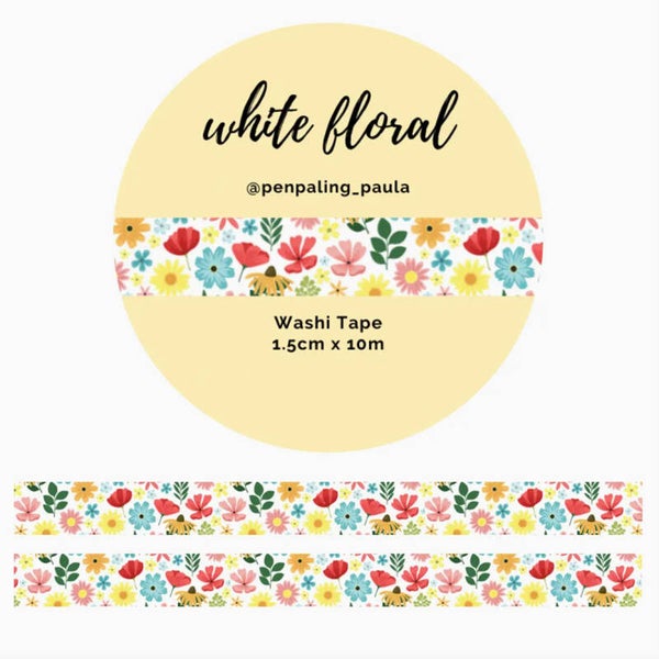 Penpaling Paula Washi Tape 'Witte bloemen'