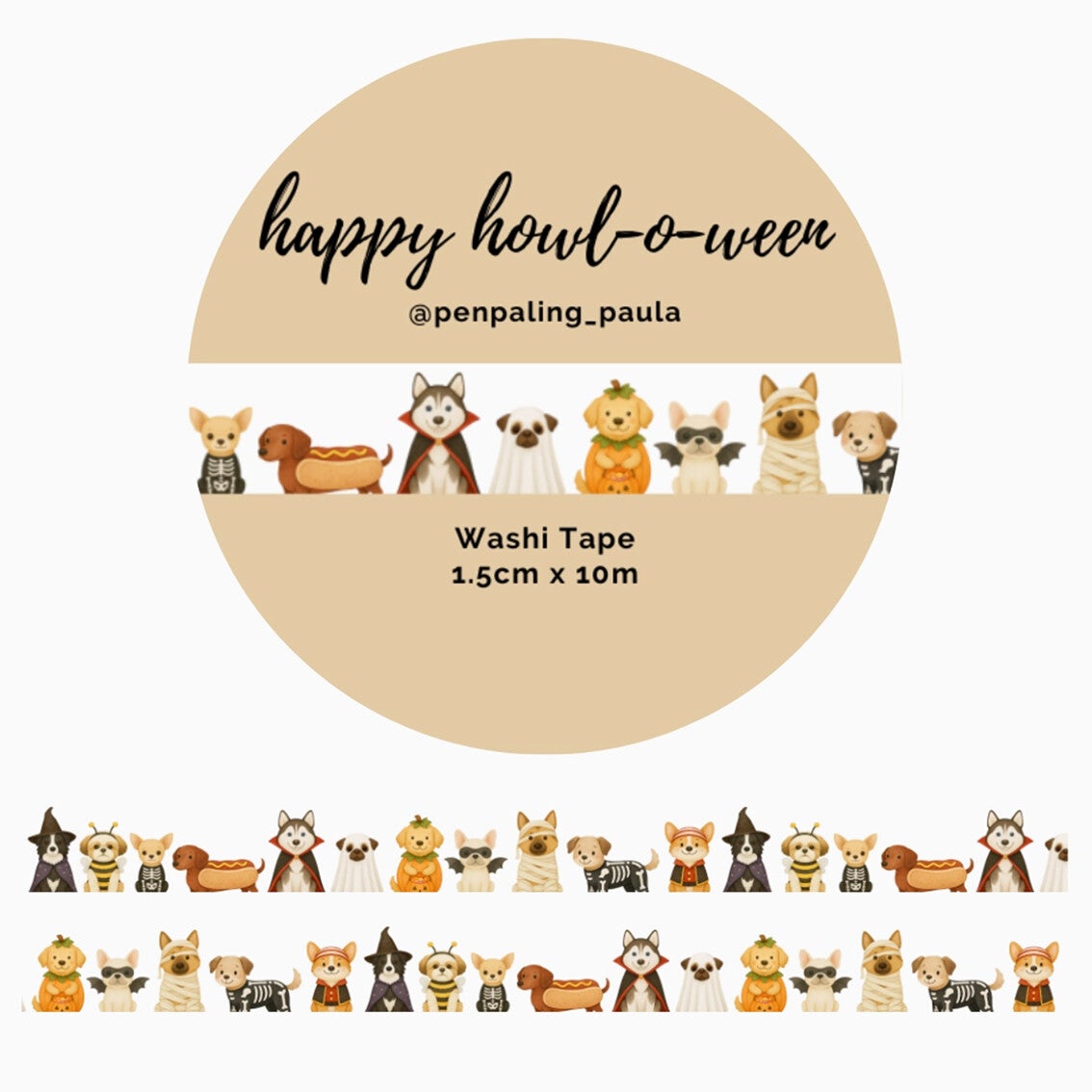 Penpaling Paula Washi Tape 'Happy Howl-o-ween'