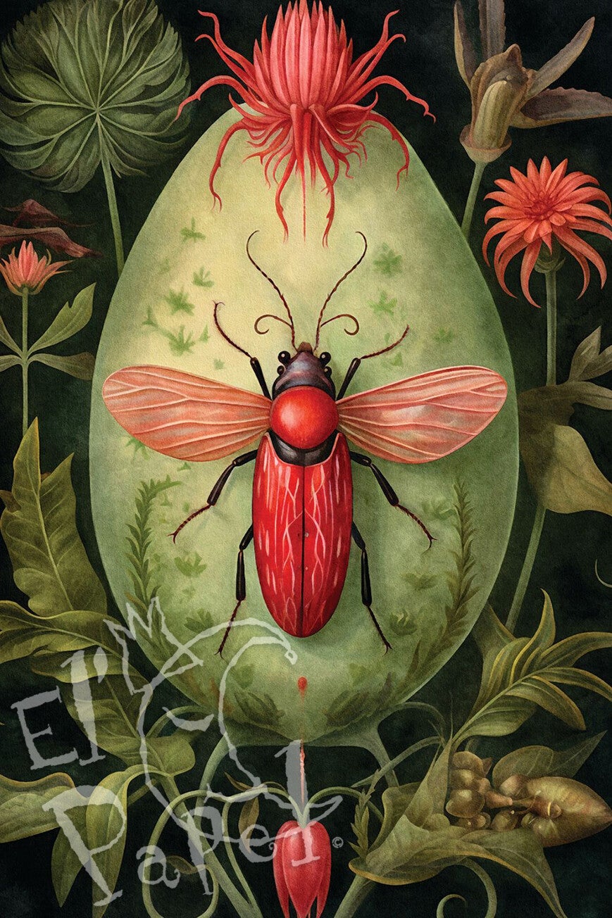 Ansichtkaart 'De rode nachtvlinder'