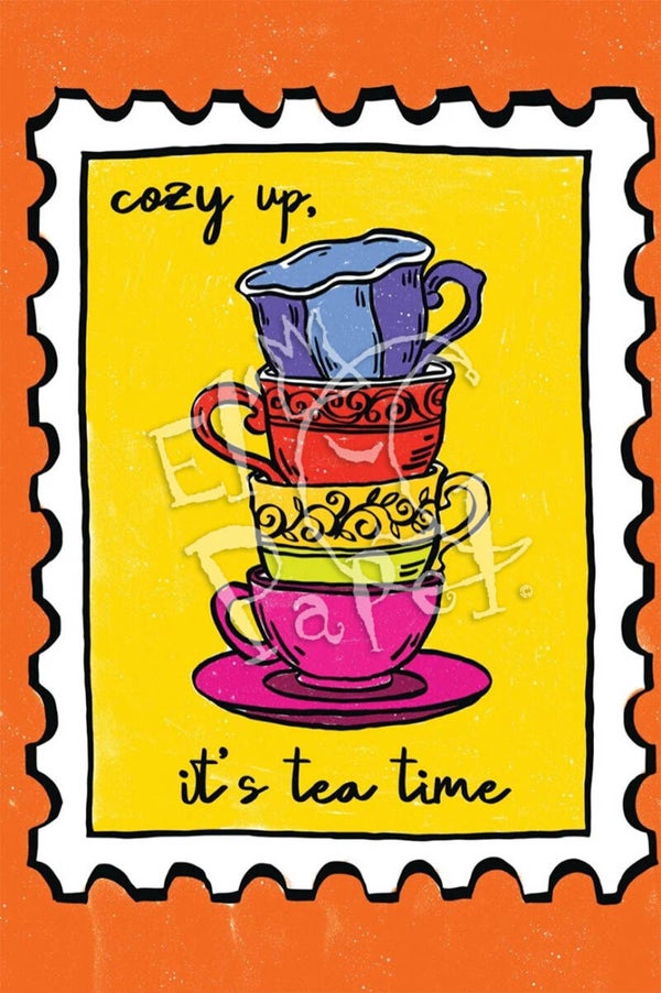 Ansichtkaart 'Postzegel - Tea Time'