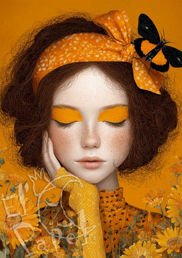 Ansichtkaart 'The Bug Girl - Oranje'