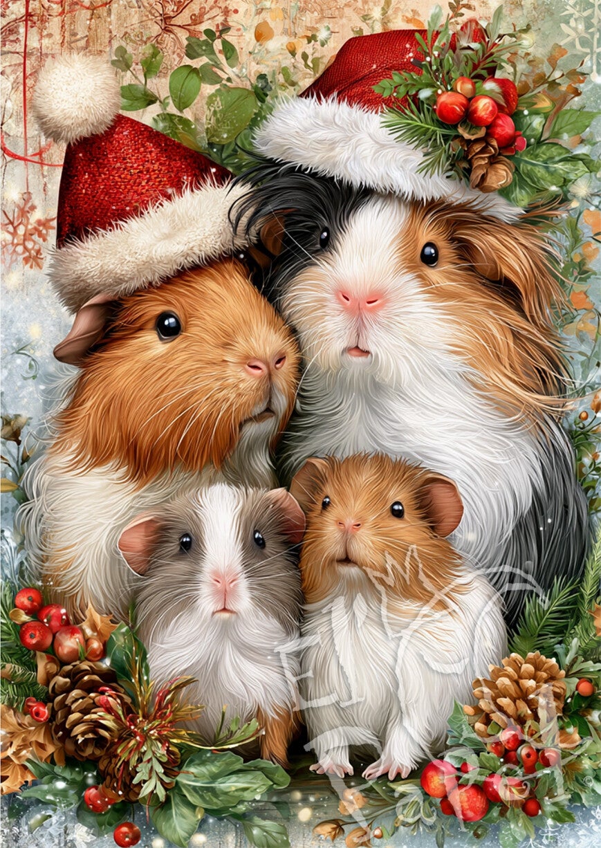 Kerstkaart 'Kerstknuffels - Cavia's'