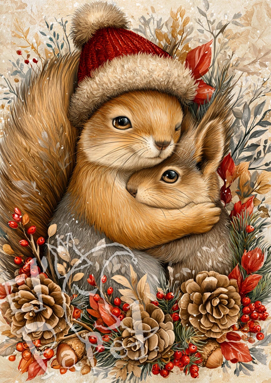 Kerstkaart 'Kerstknuffels - Eekhoorns'
