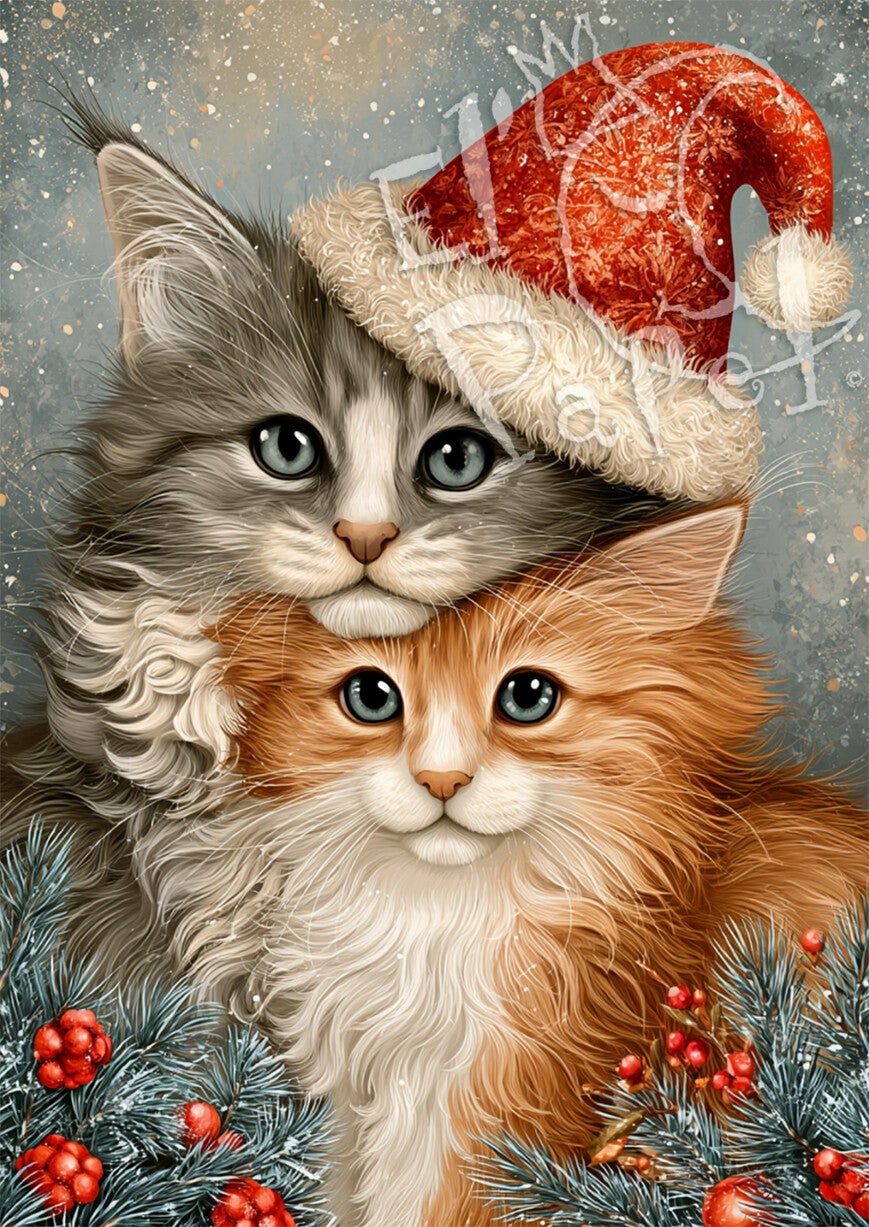 Kerstkaart 'Kerstknuffels - Poesjes'