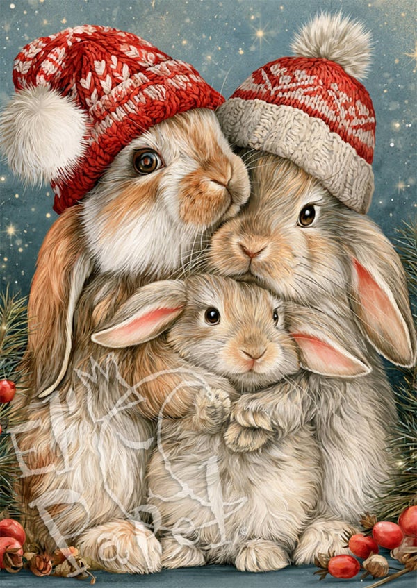 Kerstkaart 'Kerstknuffels - Konijnen'