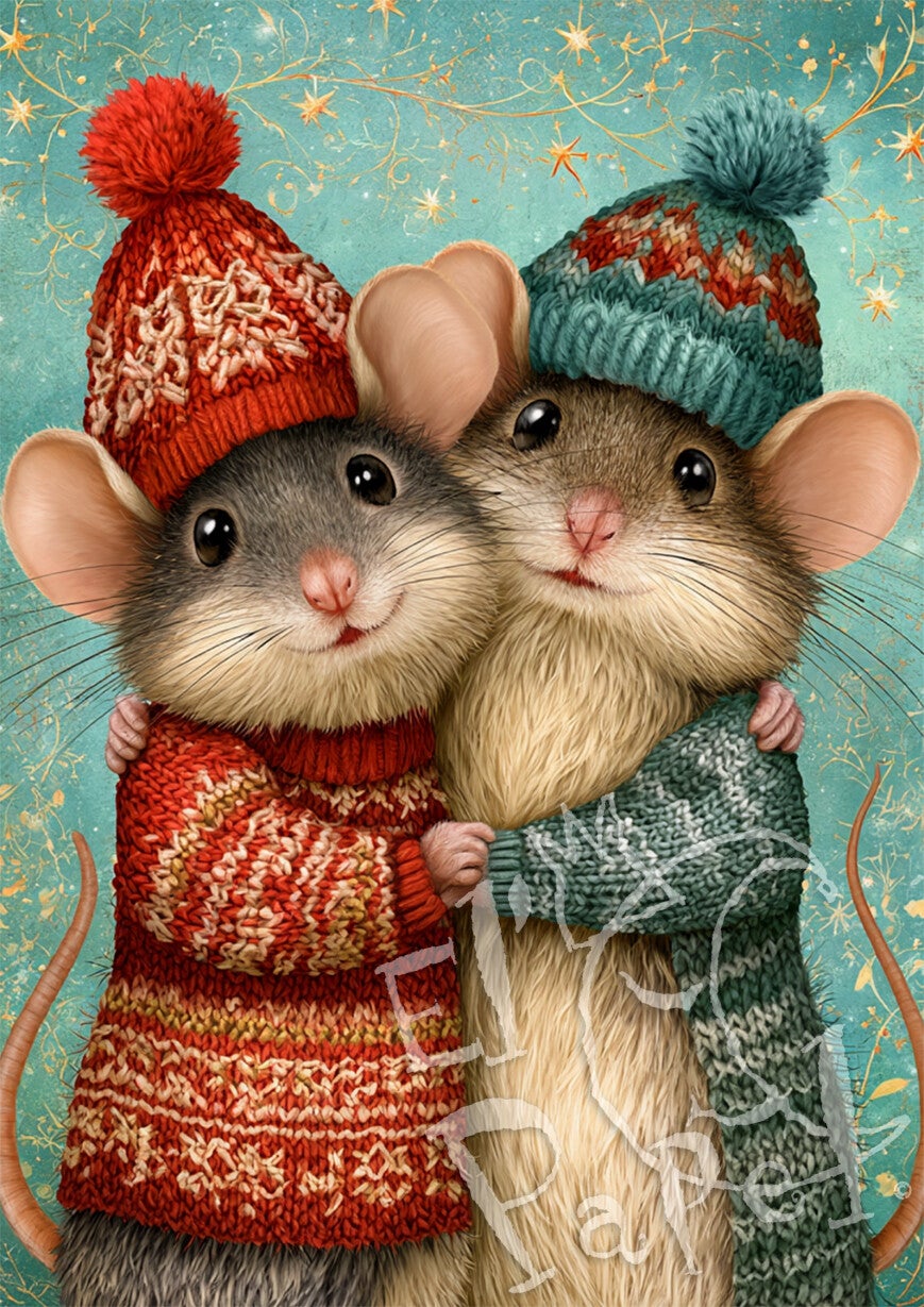 Kerstkaart 'Kerstknuffels - Muisjes'