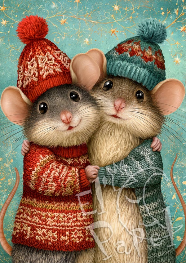 Kerstkaart 'Kerstknuffels - Muisjes'