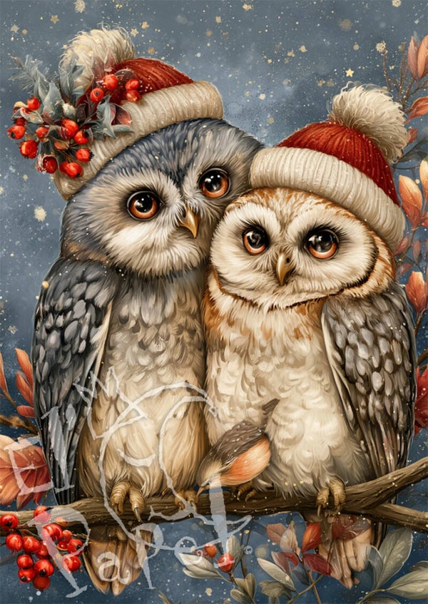 Kerstkaart 'Kerstknuffels - Uiltjes'