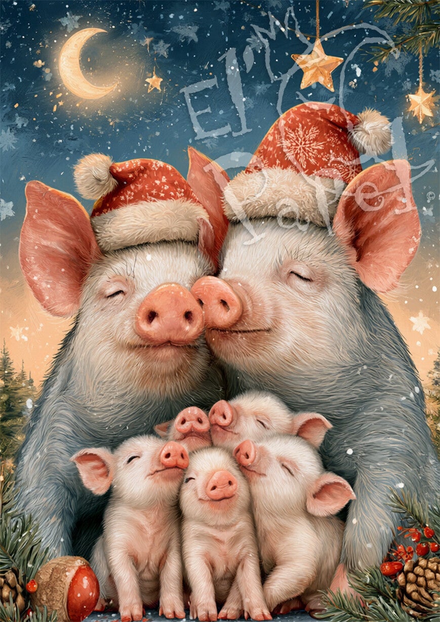 Kerstkaart 'Kerstknuffels - Varkentjes'