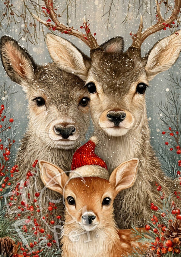 Kerstkaart 'Kerstknuffels - Hertjes'