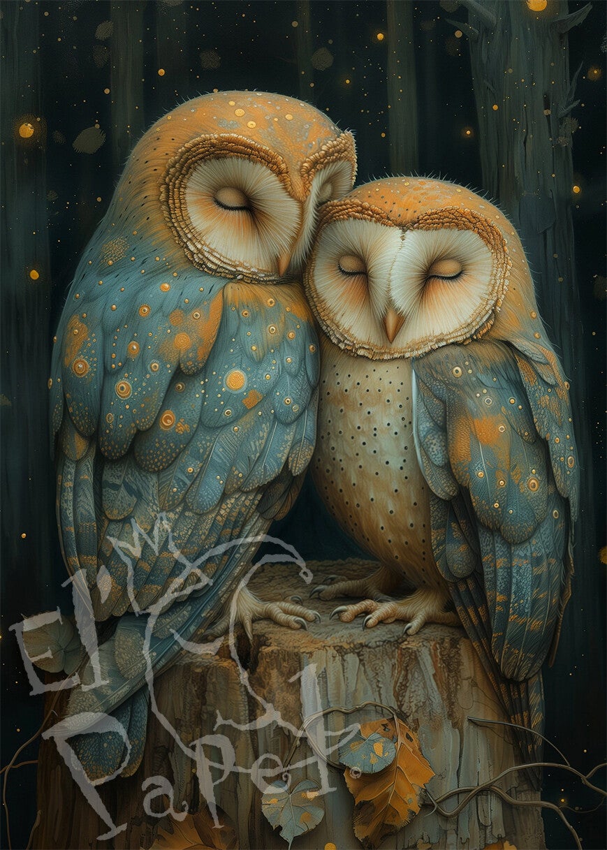 Ansichtkaart  'Knuffeltijd - Uiltjes'