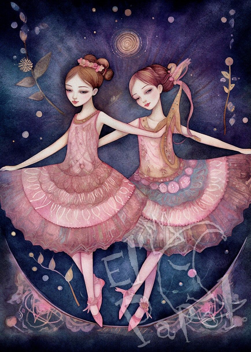 Ansichtkaart 'Ballet Dansers - Tweeling'