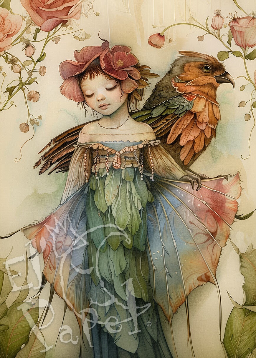 Ansichtkaart 'Elfjes & Vogels - De Zangvogel'